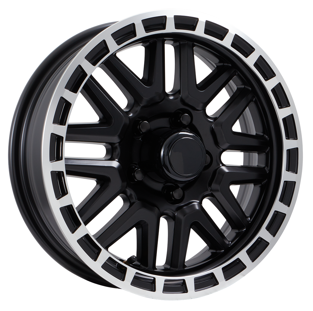 15"x 5"- 5 on 4-1/2" Krank Aluminum Wheel- Black Machine Finish