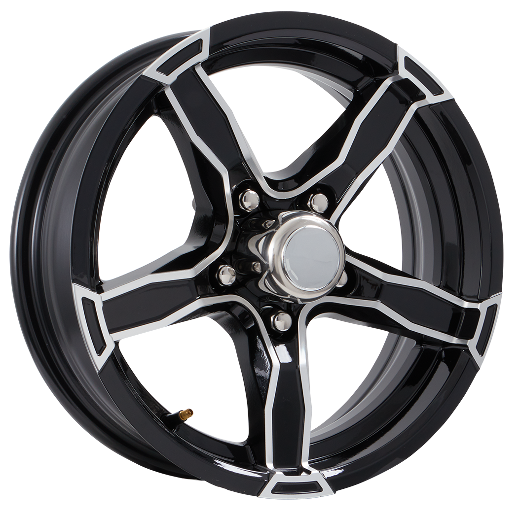 Lionshead 14"x 5"- 5 on 4-1/2" Liger Aluminum Wheel- Black Machine Finish