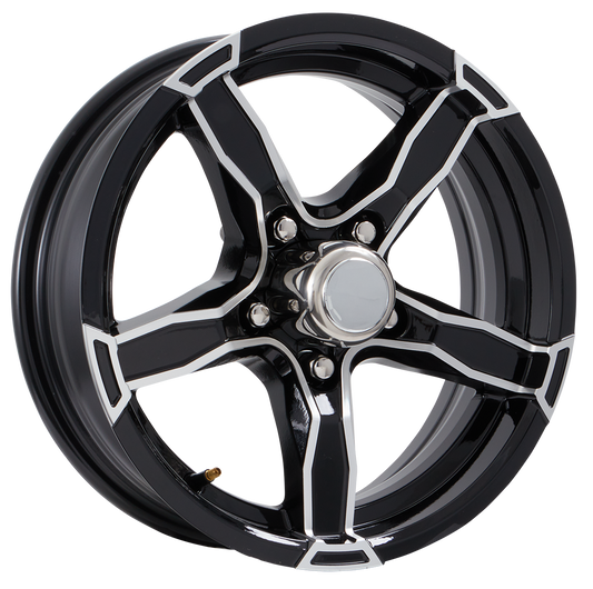 Lionshead 14"x 5"- 5 on 4-1/2" Liger Aluminum Wheel- Black Machine Finish