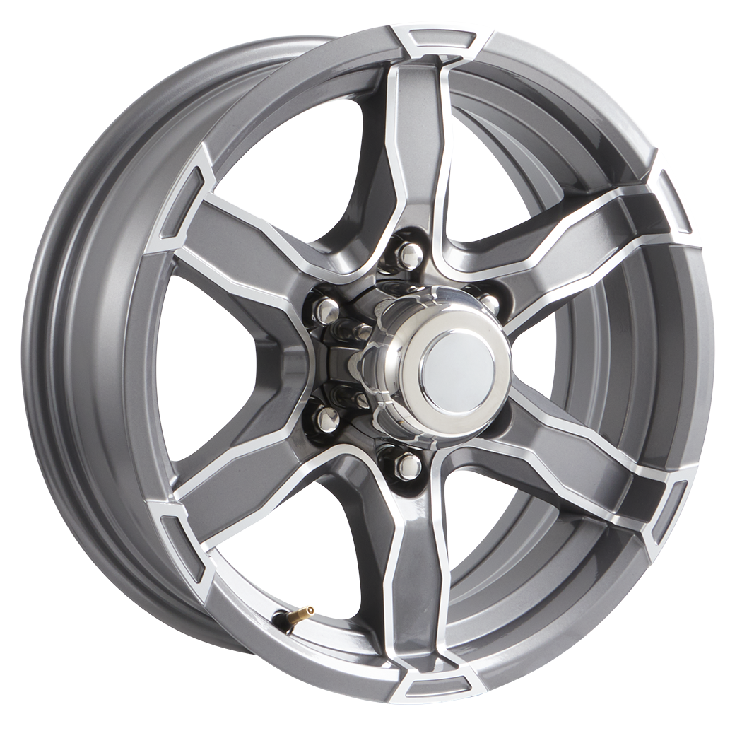 Lionshead 16"x 6"- 6 on 5-1/2" Liger Aluminum Wheel- Gunmetal Machine Finish