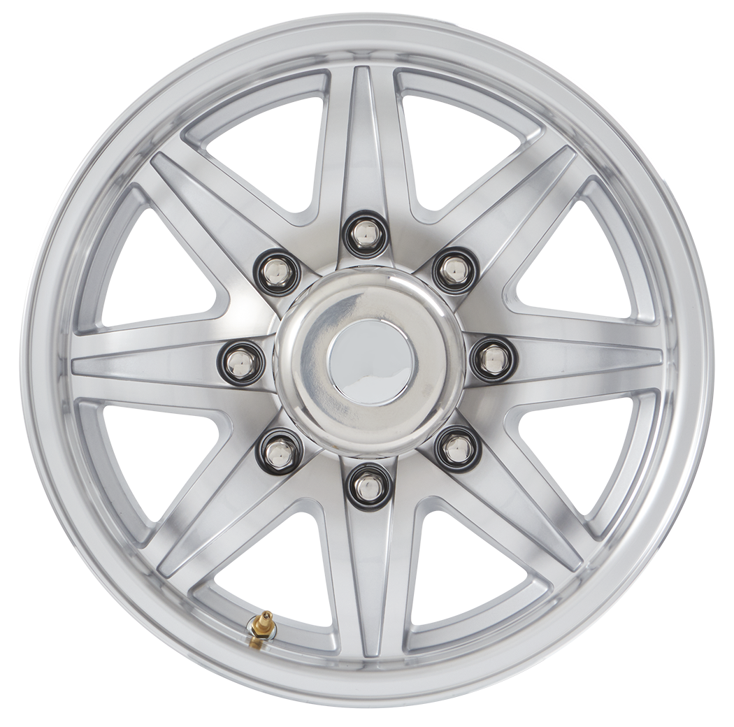 Lionshead 17.5" x 6.75"- 8 on 6 1/2" Lynx Aluminum Wheel- Silver Machine Finish