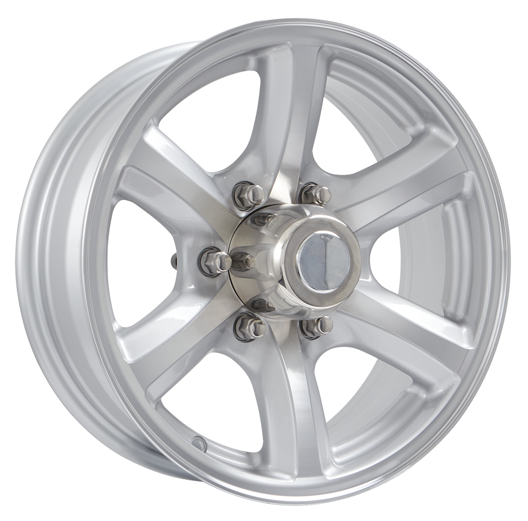 Lionshead 16"x 6"- 6 on 5-1/2" Bearcat Aluminum Wheel- Silver Machine Finish