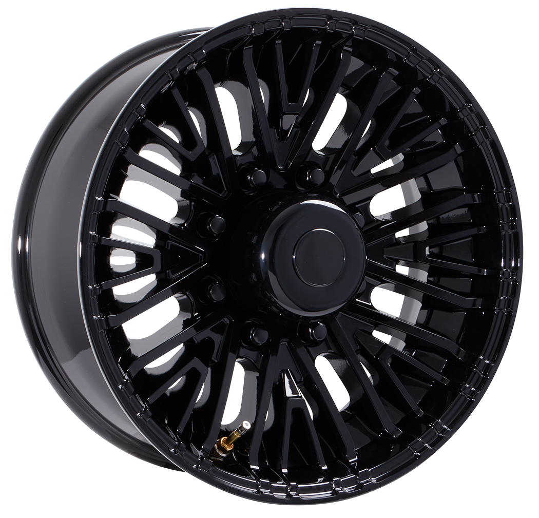 Lionshead 17.5" x 6.75"- 8 on 6 1/2" Bengal Aluminum Wheel- Gloss Black Fully Painted