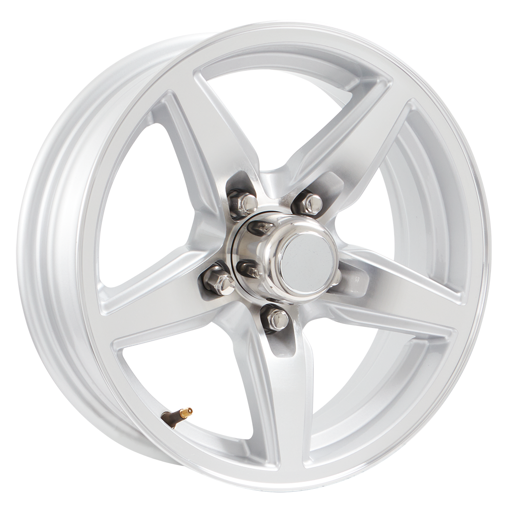 Lionshead 15"x 5"- 5 on 4-1/2" Bobcat Aluminum Wheel- Silver Machine Finish