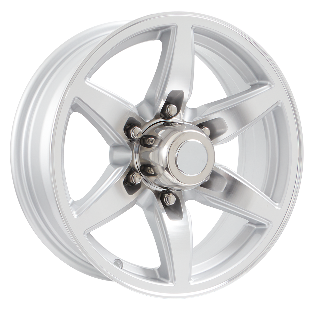 Lionshead 16"x 6"- 6 on 5-1/2" Bobcat Aluminum Wheel- Silver Machine Finish