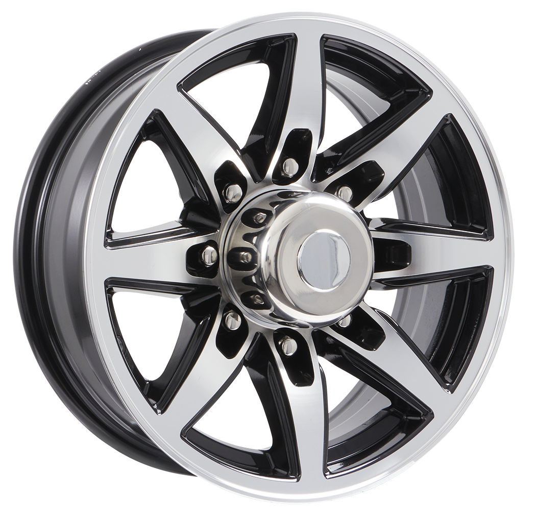 Lionshead 16"x 6"- 8 on 6-1/2" Bobcat Aluminum Wheel - Black Machine Finish