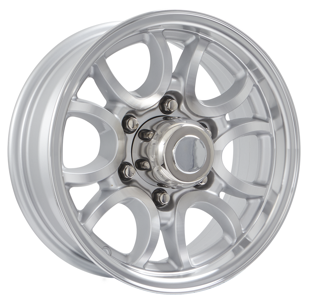 Lionshead 16"x 6"- 6 on 5-1/2" Cheetah Aluminum Wheel - Silver Machine Finish