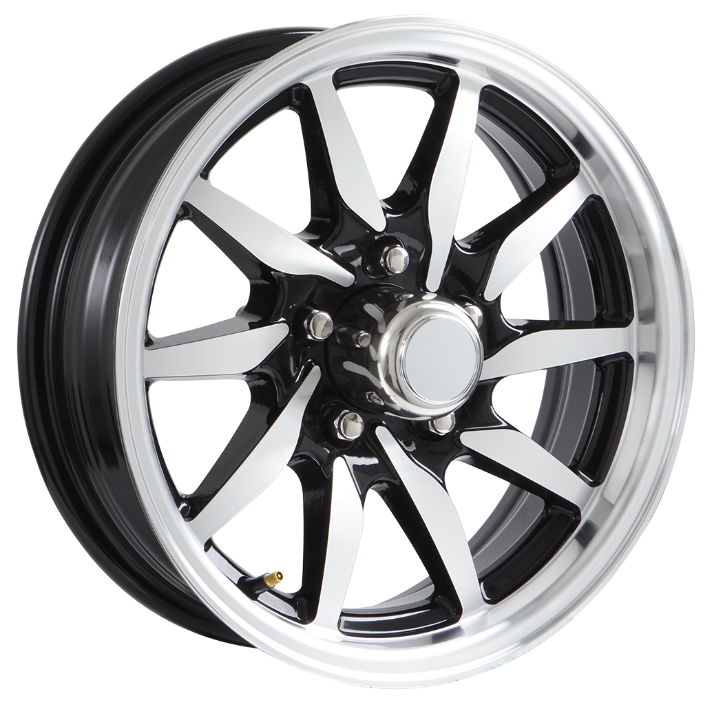 Lionshead 15"x 5"- 5 on 4-1/2" Falcon Aluminum Wheel - Black Machine Finish