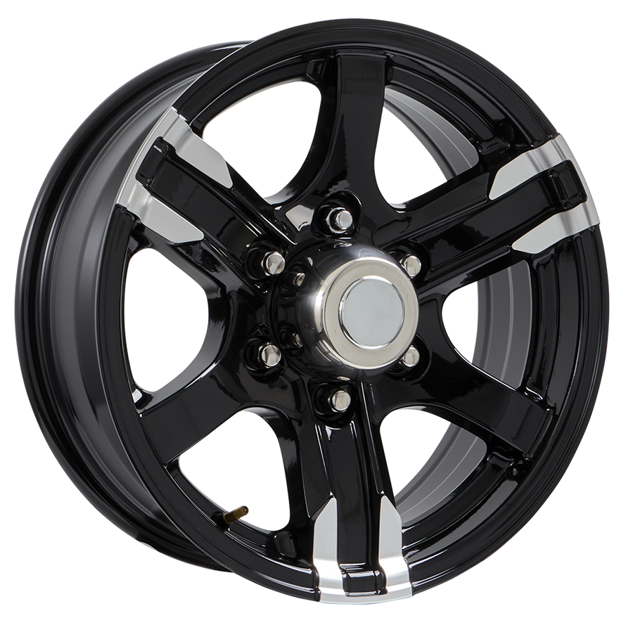 Lionshead 16"x 6"- 6 on 5-1/2" Harrier Aluminum Wheel- Black Machine Finish
