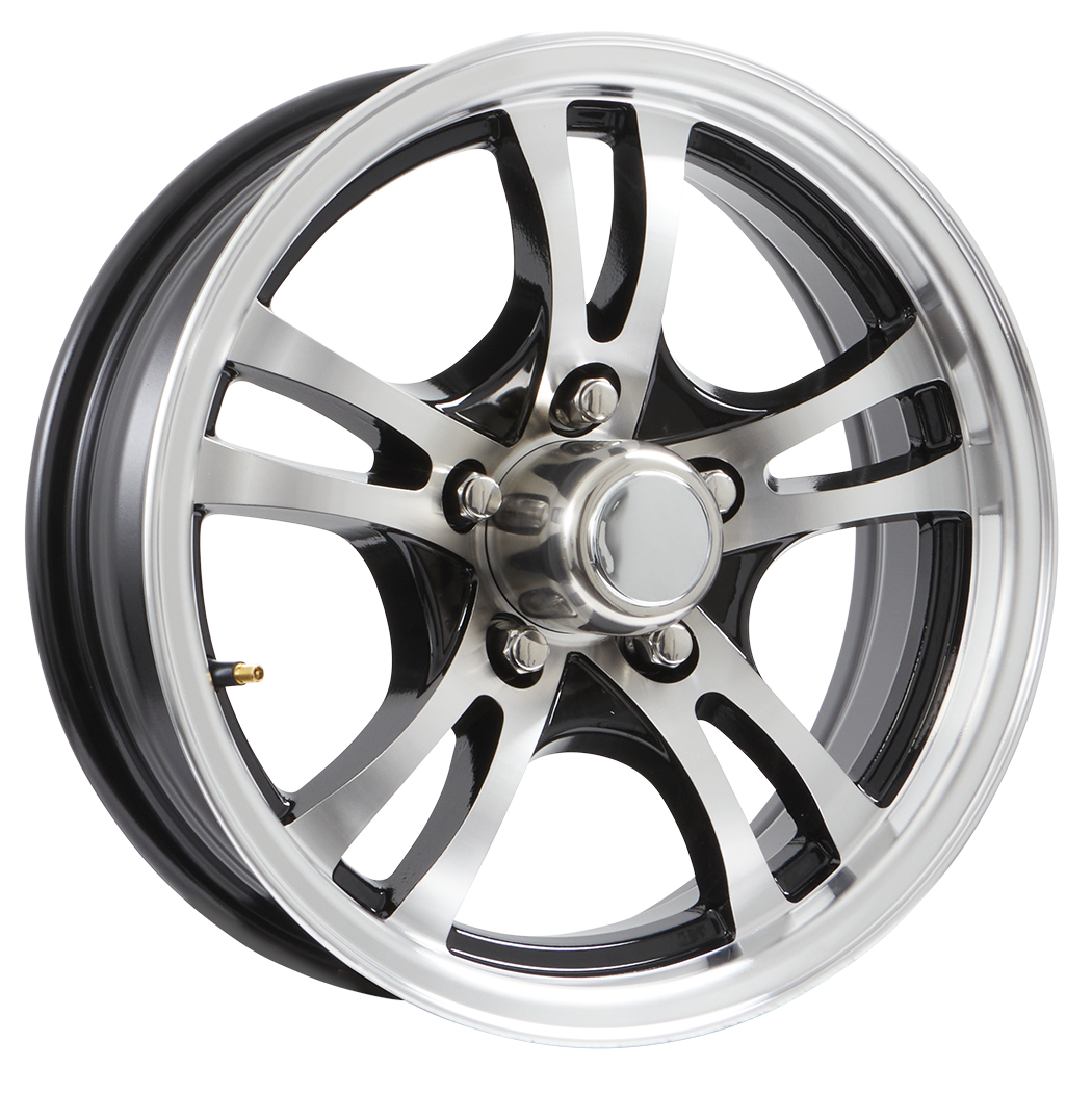 Lionshead 15"x 5"- 5 on 4-1/2" Jaguar Aluminum Wheel- Black Machine Finish