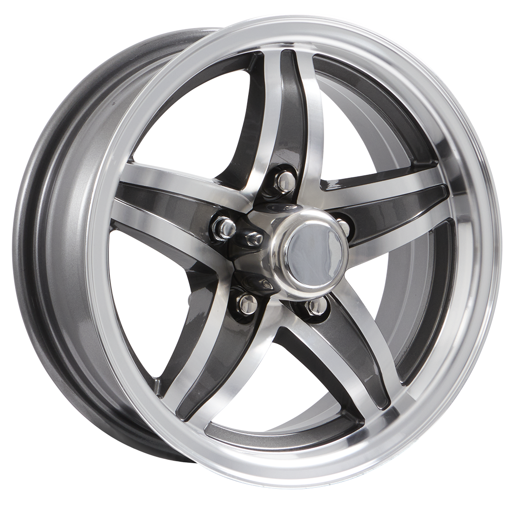 Lionshead 15"x 6"- 5 on 4-1/2" Lynx Aluminum Wheel - Gunmetal Machine Finish