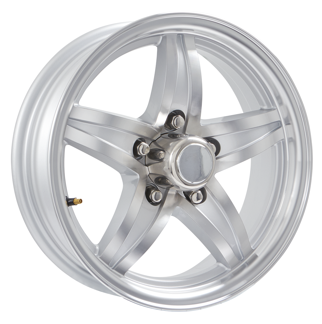 Lionshead 12"x 4"- 5 on 4-1/2" Lynx Aluminum Wheel- Silver Machine Finish