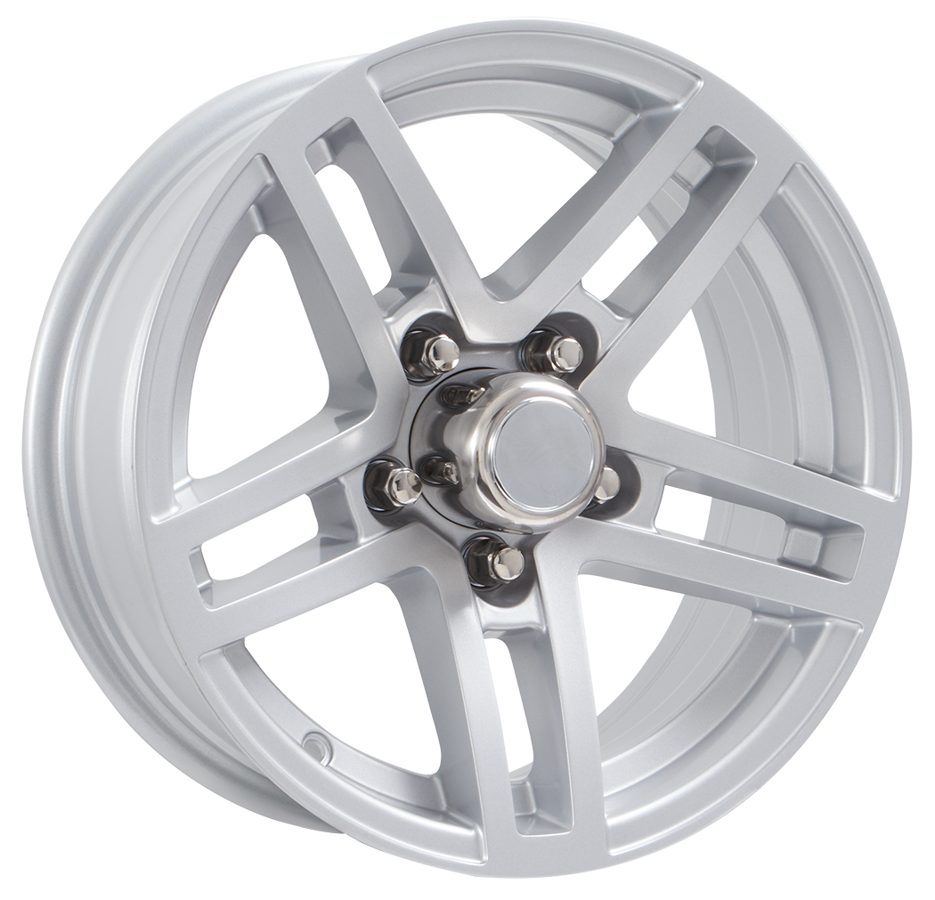Lionshead 15"x 5"- 5 on 4-1/2" Raven Aluminum Wheel- Silver Machine Finish