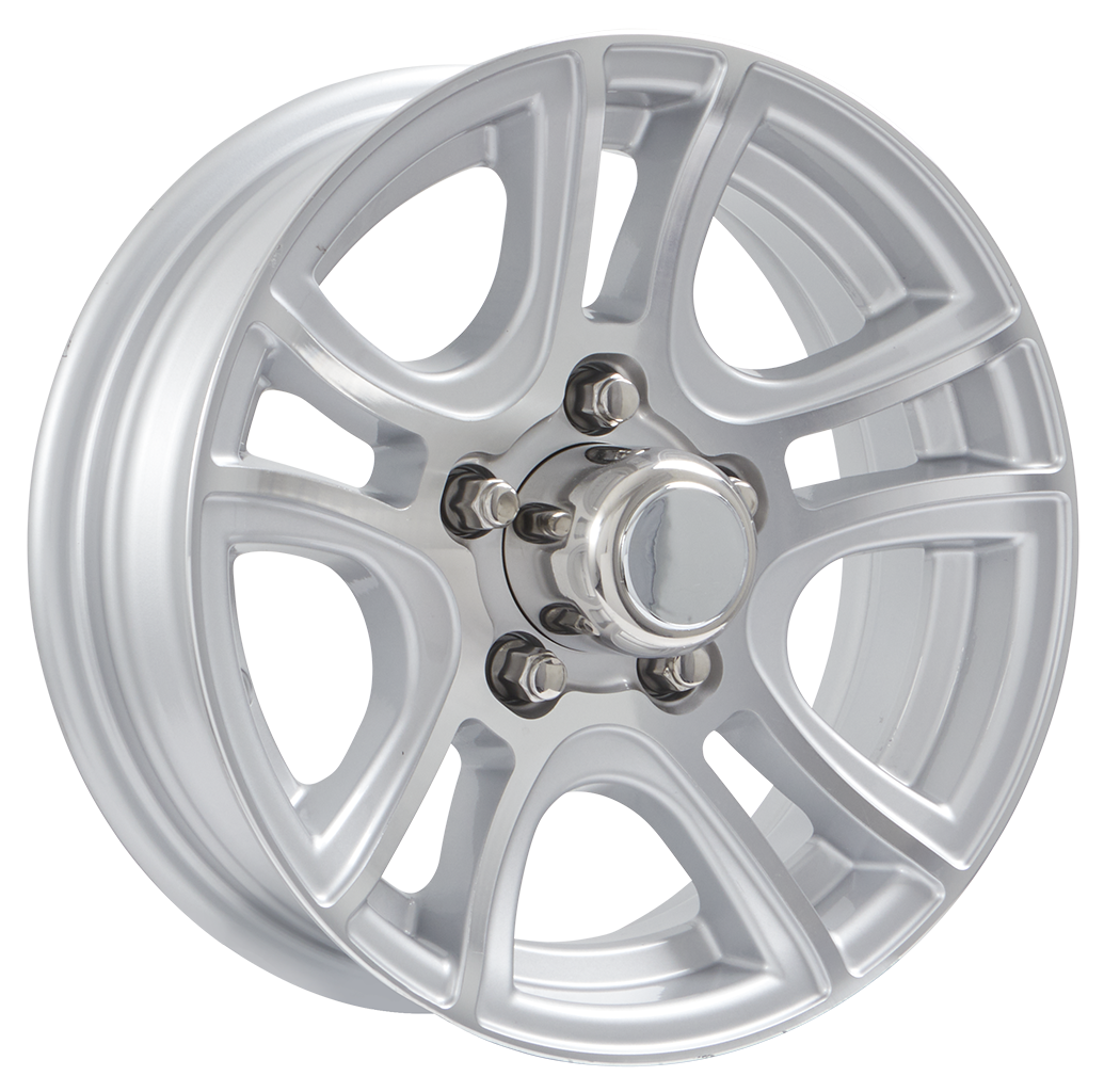 Lionshead 15"x 5"- 5 on 4-1/2" Siberian Aluminum Wheel- Silver Machine Finish