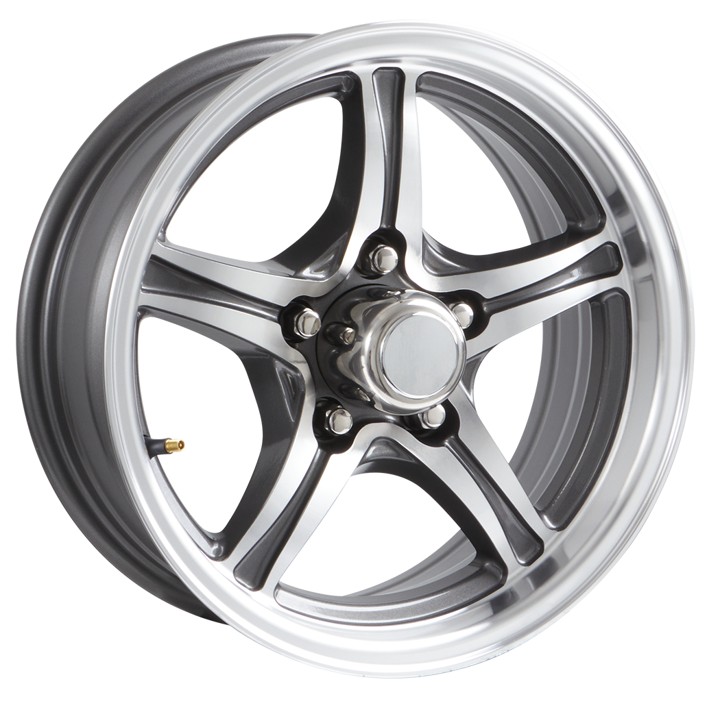 Lionshead 15"x 6"- 5 on 4-1/2" Wildcat Aluminum Wheel - Gunmetal Machine Finish