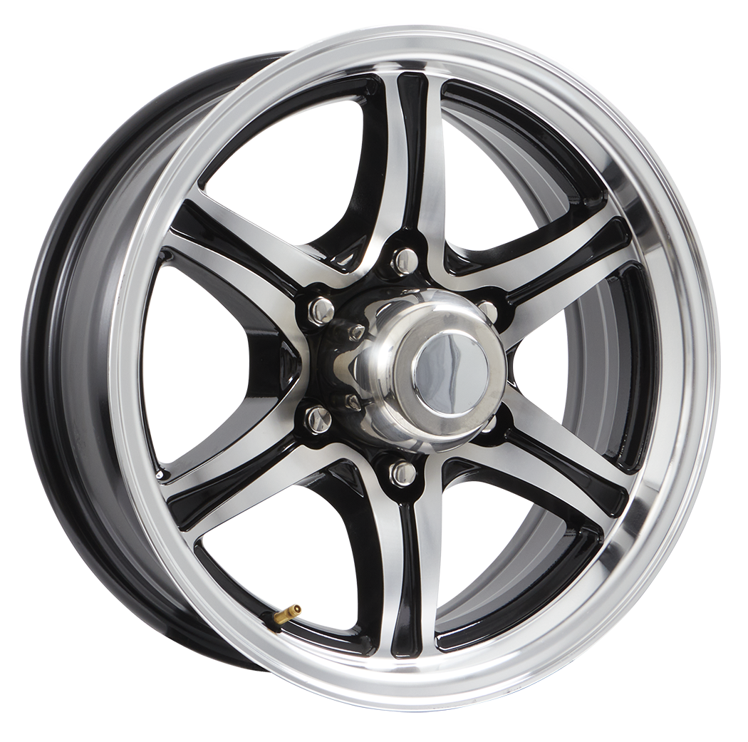 Lionshead 16"x 6"- 6 on 5-1/2" Wildcat Aluminum Wheel - Black Machine Finish