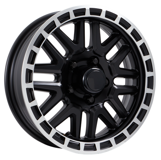 15"x 5"- 5 on 4-1/2" Krank Aluminum Wheel- Black Machine Finish