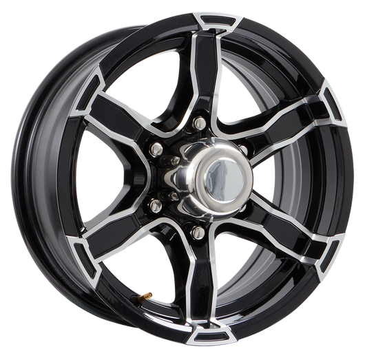 Lionshead 15"x 6"- 6 on 5-1/2" Liger Aluminum Wheel- Black Machine Finish