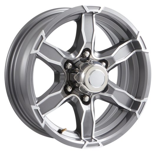 Lionshead 16"x 6"- 6 on 5-1/2" Liger Aluminum Wheel- Gunmetal Machine Finish