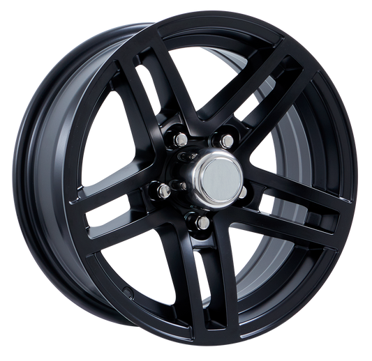 Lionshead 15"x 5"- 5 on 4-1/2" Raven Aluminum Wheel- Matte Black Fully Painted