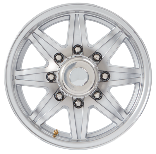 Lionshead 17.5" x 6.75"- 8 on 6 1/2" Lynx Aluminum Wheel- Silver Machine Finish