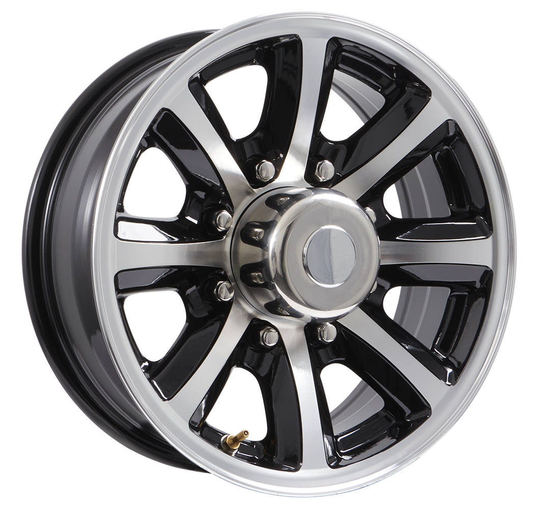 Lionshead 16"x 6"- 8 on 6-1/2" Bearcat Aluminum Wheel - Black Machine Finish