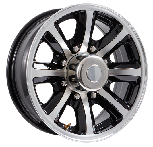 Lionshead 16"x 6"- 8 on 6-1/2" Bearcat Aluminum Wheel - Black Machine Finish