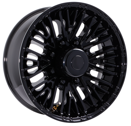 Lionshead 17.5" x 6.75"- 8 on 6 1/2" Bengal Aluminum Wheel- Gloss Black Fully Painted