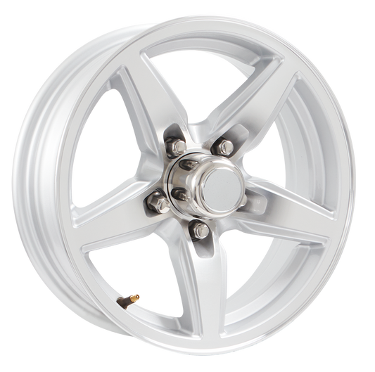 Lionshead 15"x 5"- 5 on 4-1/2" Bobcat Aluminum Wheel- Silver Machine Finish