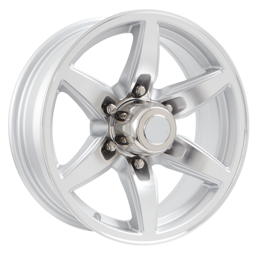 Lionshead 16"x 6"- 6 on 5-1/2" Bobcat Aluminum Wheel- Silver Machine Finish