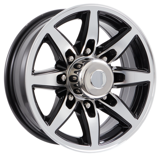 Lionshead 16"x 6"- 8 on 6-1/2" Bobcat Aluminum Wheel - Black Machine Finish