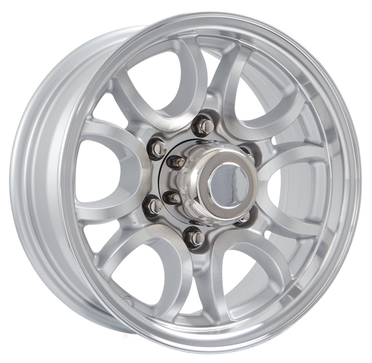 Lionshead 16"x 6"- 6 on 5-1/2" Cheetah Aluminum Wheel - Silver Machine Finish