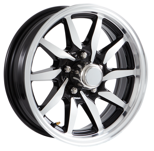 Lionshead 15"x 5"- 5 on 4-1/2" Falcon Aluminum Wheel - Black Machine Finish