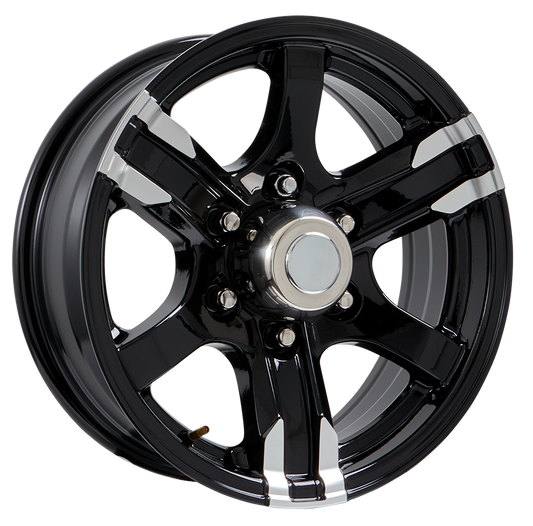 Lionshead 16"x 6"- 6 on 5-1/2" Harrier Aluminum Wheel- Black Machine Finish