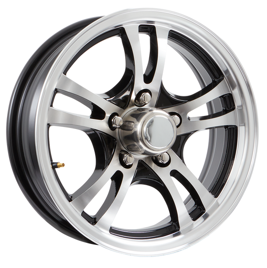 Lionshead 15"x 5"- 5 on 4-1/2" Jaguar Aluminum Wheel- Black Machine Finish