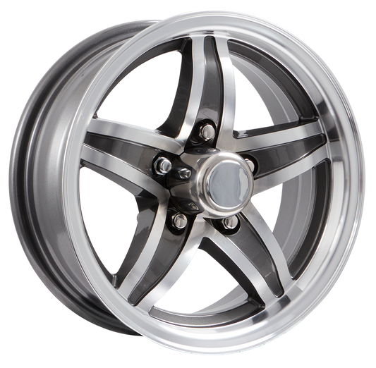 Lionshead 15"x 6"- 5 on 4-1/2" Lynx Aluminum Wheel - Gunmetal Machine Finish