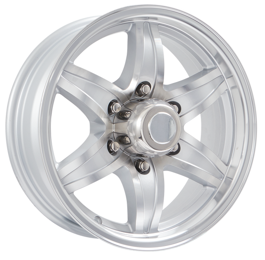 Lionshead 16"x 6"- 6 on 5-1/2" Lynx Aluminum Wheel- Silver Machine Finish