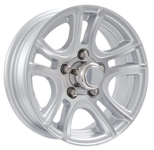 Lionshead 15"x 5"- 5 on 4-1/2" Siberian Aluminum Wheel- Silver Machine Finish