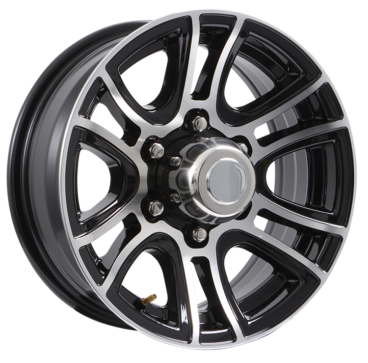 Lionshead 16"x 6"- 6 on 5-1/2" Siberian Aluminum Wheel - Black Machine Finish