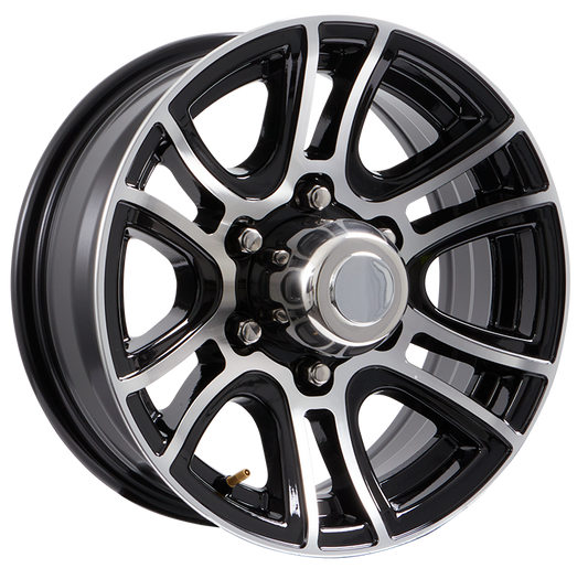 Lionshead 16"x 6"- 6 on 5-1/2" Siberian Aluminum Wheel - Black Machine Finish