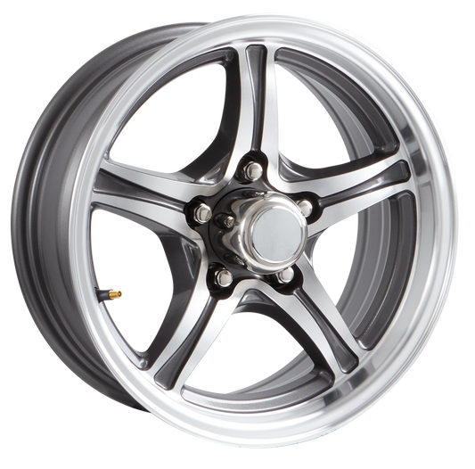 Lionshead 15"x 6"- 5 on 4-1/2" Wildcat Aluminum Wheel - Gunmetal Machine Finish