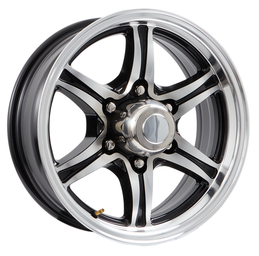 Lionshead 16"x 6"- 6 on 5-1/2" Wildcat Aluminum Wheel - Black Machine Finish